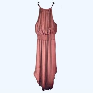She & Sky Smock Waist Dark Blush Dress Sz M